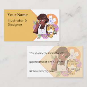 Carte De Visite Signe de cœur avec les doigts & Ren mignon avec ma