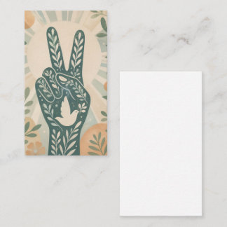 Carte De Visite Signe de paix floral rétro et art de colombe Sole