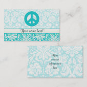 Carte De Visite Signe de paix turquoise (Devant / Derrière)