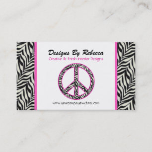 Carte De Visite Signe de paix Zebra rosé