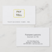 Carte De Visite Signe de péage de salaire (Devant / Derrière)