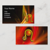 CARTE DE VISITE SIGNE LEO ZODIAC, VAGUES FRACTALES ORANGE ROUGE, E (Devant / Derrière)