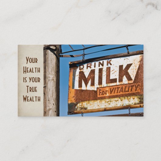 Carte De Visite signe rétro de lait rouillé pour l'industrie alime (Devant)