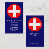 Carte De Visite Signes Big Plus Rouge - Bleu foncé (Devant / Derrière)