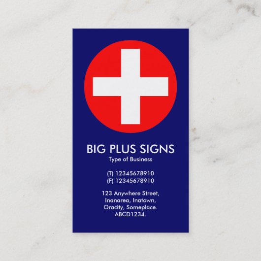 Carte De Visite Signes Big Plus Rouge - Bleu foncé (Devant)