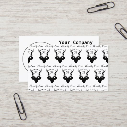 Carte De Visite Silhouette Antelope foncé avec Monogramme Customis (Devant/Arrière en situation)