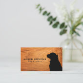 Carte De Visite Silhouette assise de chien | Bois (Debout devant)