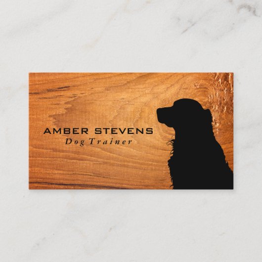Carte De Visite Silhouette assise de chien | Bois (Devant)