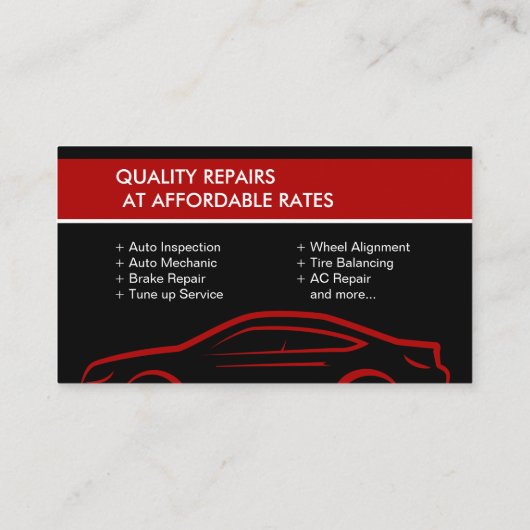 Carte De Visite Silhouette automobile - Mécanique Réparation autom (Dos)