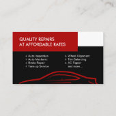 Carte De Visite Silhouette automobile - Mécanique Réparation autom (Dos)