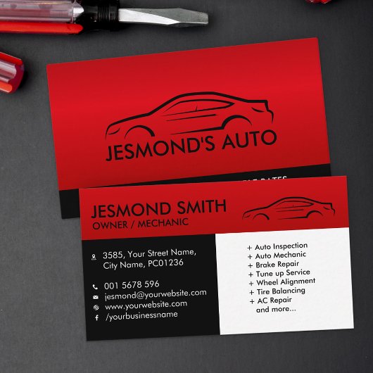 Carte De Visite Silhouette automobile - Réparation mécanique