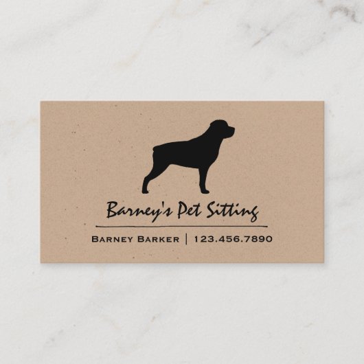 Carte De Visite Silhouette Black Rottweiler | Chien pour animaux d (Devant)