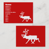 Carte De Visite Silhouette blanche de renne/caribou (Devant / Derrière)