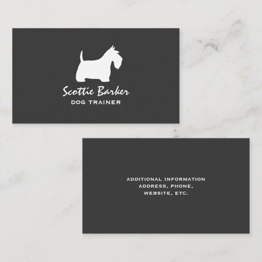 Carte De Visite Silhouette blanche écossaise Terrier | Chien écoss (Devant / Derrière)