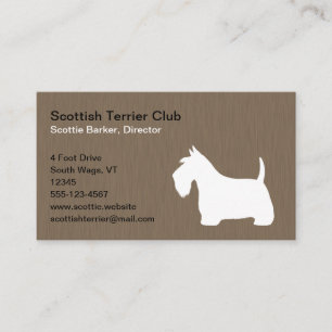 Carte De Visite Silhouette blanche écossaise Terrier Scottie Do