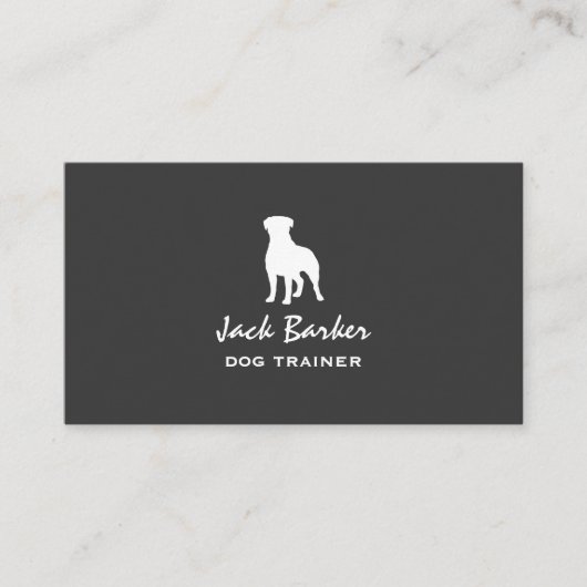 Carte De Visite Silhouette blanche Rottweiler | Chien simple Rotti (Devant)