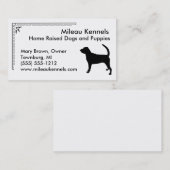 Carte De Visite Silhouette Bloodhound Animal de compagnie noir et  (Devant / Derrière)
