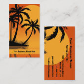Carte De Visite Silhouette Coucher du soleil Palmiers Plage tropic (Devant / Derrière)