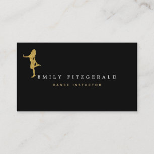 Carte De Visite Silhouette Dancer/Studio/Minimaliste Noir/Or
