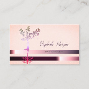 Carte De Visite Silhouette d'arbre élégant, Rayures, Yoga