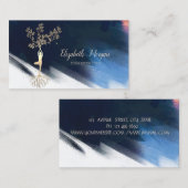 Carte De Visite Silhouette d'arbre élégant, Yoga Brush Stroke (Devant / Derrière)