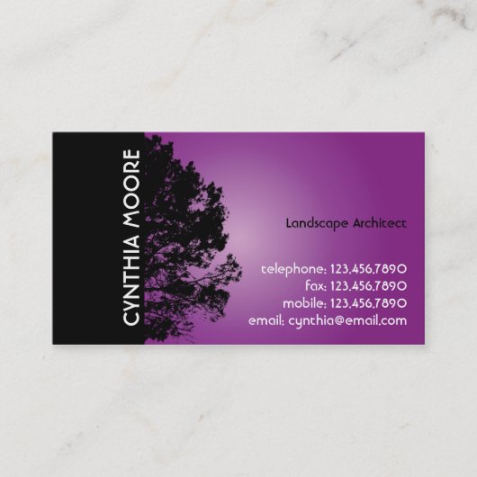 Carte De Visite Silhouette d'arbre - pourpre (Devant)