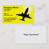 Carte De Visite Silhouette d'avion contre le ciel jaune (Devant / Derrière)