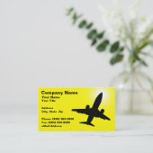 Carte De Visite Silhouette d'avion contre le ciel jaune (Debout devant)