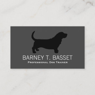 Carte De Visite Silhouette de Basset Hound Noir sur Gris