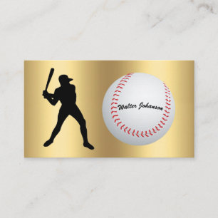Carte De Visite Silhouette de batteur de baseball amateur ou profe