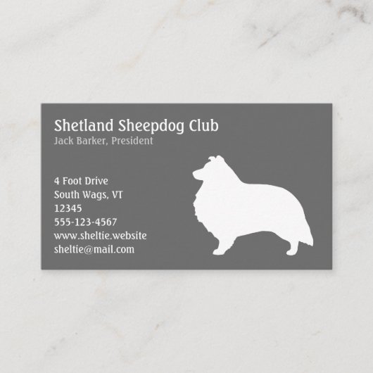 Carte De Visite Silhouette de Berger des Shetland (Devant)