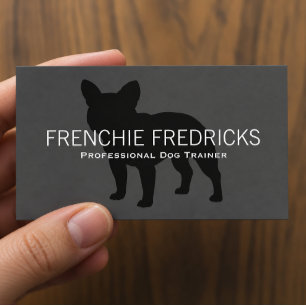 Carte De Visite Silhouette de Bouledogue Français Noir Gris pour