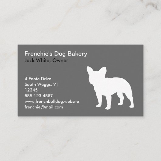 Carte De Visite Silhouette de Bulldog | Frenchy Dog Grey (Devant)
