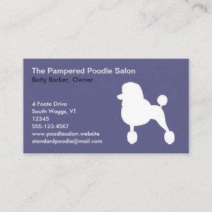 Carte De Visite Silhouette de Caniche Blanc (Taille Standard, Coup