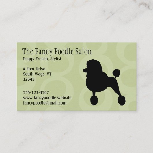 Carte De Visite Silhouette de caniche noir standard (Devant)