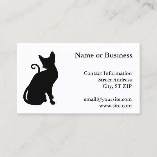 Carte De Visite Silhouette de chat (Devant)