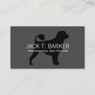 Carte De Visite Silhouette de Chien d'Eau Portugais Noir sur Gris