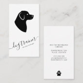 Carte De Visite Silhouette de chien noir et blanc Trainer de chien (Devant / Derrière)