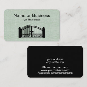 Carte De Visite Silhouette de clôture noire sur fond vert