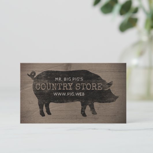 Carte De Visite Silhouette de cochon de campagne style rustique