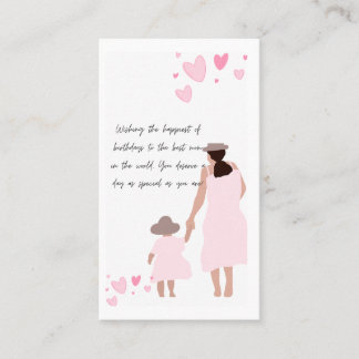 Carte De Visite Silhouette de cœur rose de mère et fille