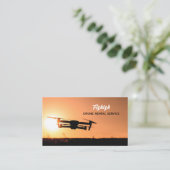 Carte De Visite Silhouette de drone de coucher de soleil, pilote d (Debout devant)