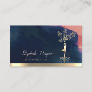Carte De Visite Silhouette de femmes arbre, coup de pinceau aquare