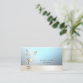 Carte De Visite Silhouette de fille d'arbre bleu professionnel (Debout devant)