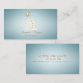 Carte De Visite Silhouette de fille de Yoga bleu élégant (Devant / Derrière)