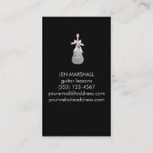 Carte De Visite silhouette de guitare arc rose sur fausse feuille  (Dos)
