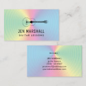 Carte De Visite silhouette de guitare aux couleurs prismatiques (Devant / Derrière)