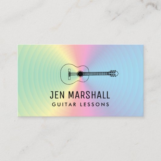 Carte De Visite silhouette de guitare aux couleurs prismatiques (Devant)