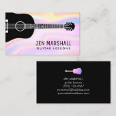 Carte De Visite silhouette de guitare grise sur conception fausse  (Devant / Derrière)