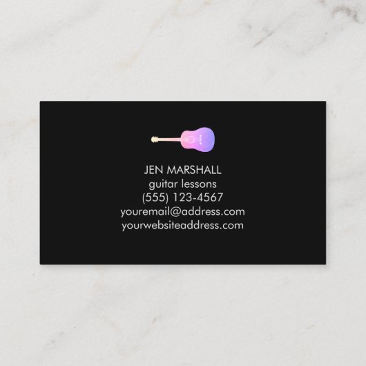 Carte De Visite silhouette de guitare grise sur conception fausse (Dos)
